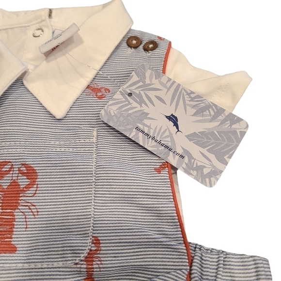 Tommy Bahama Infant Set with Lobster Print and Nautical Stripes, Size 3-6 Months - Picture 4 of 12